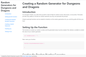 Free Code Camp – Technical Documentation Page Assignment - Patrick V ...