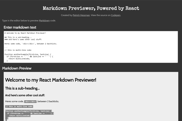 React Markdown Previewer